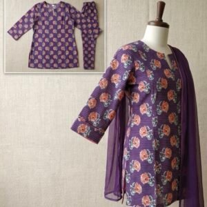 Artisanal Floral Print Cotton Kantha Short Kurti for Women
